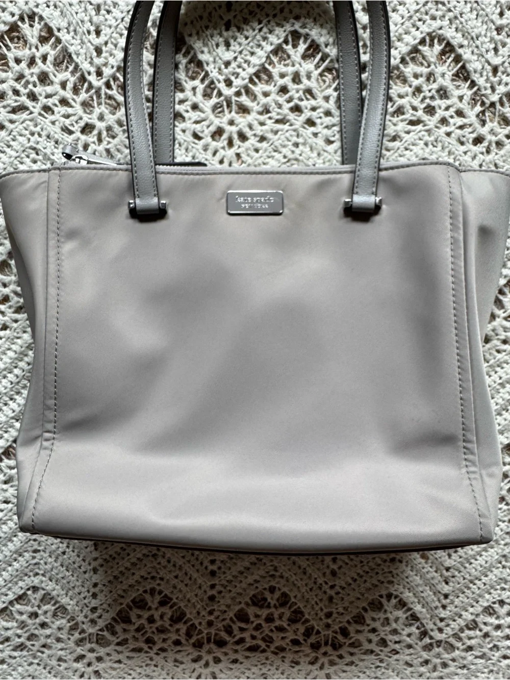 Kate Spade Dawn Medium Triple Gusset Nylon Satchel Bag  Icedslate Tote Bag